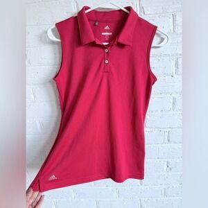 Adidas Women Golf Sleeveless Polo Shirt Red Size Large